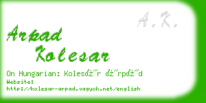 arpad kolesar business card